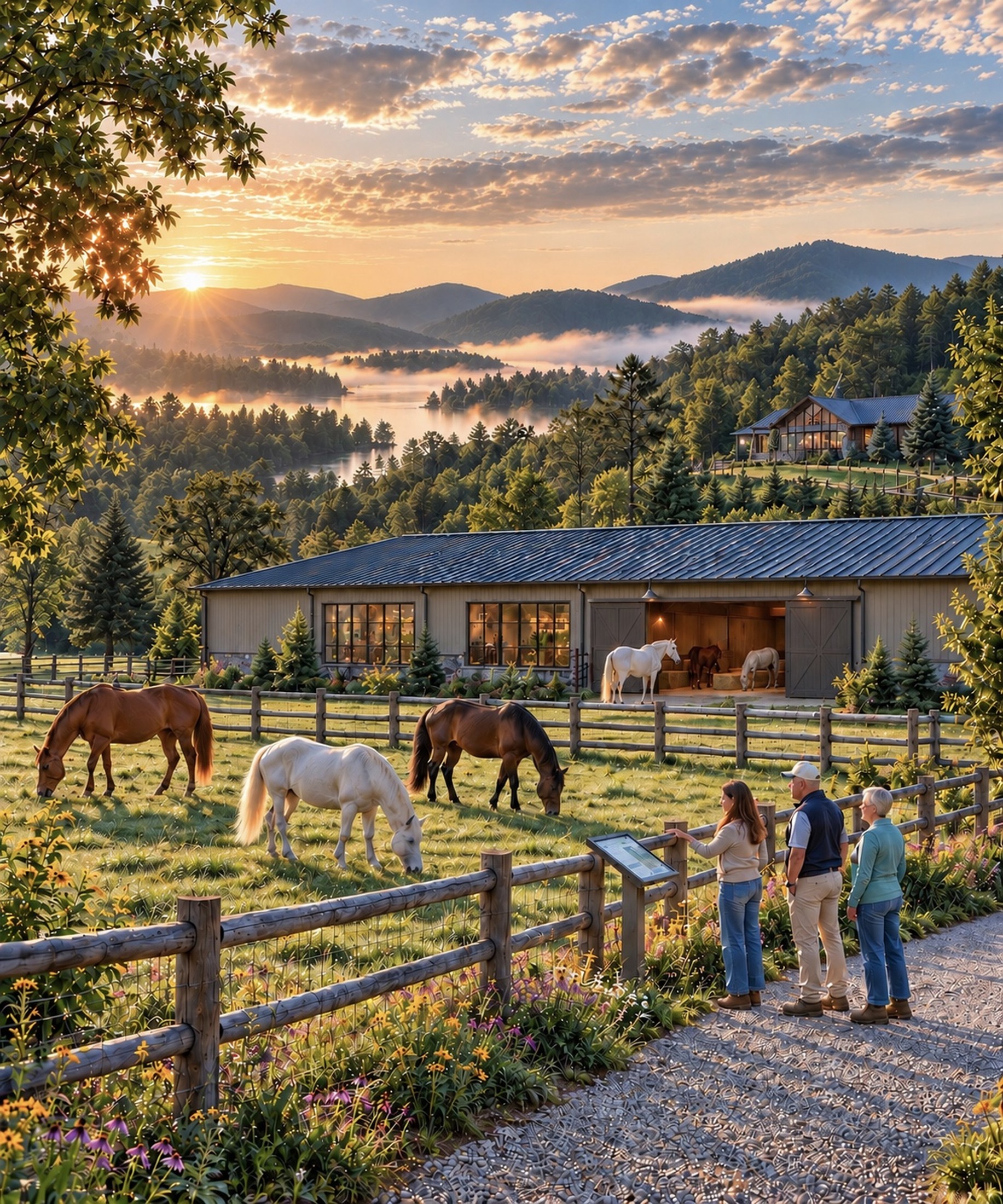 Concept illustration of horses and the proposed sanctuary campus